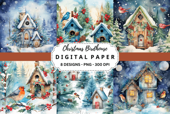 Christmas Birdhouse Backgrounds: Elevate Your Holiday Designs