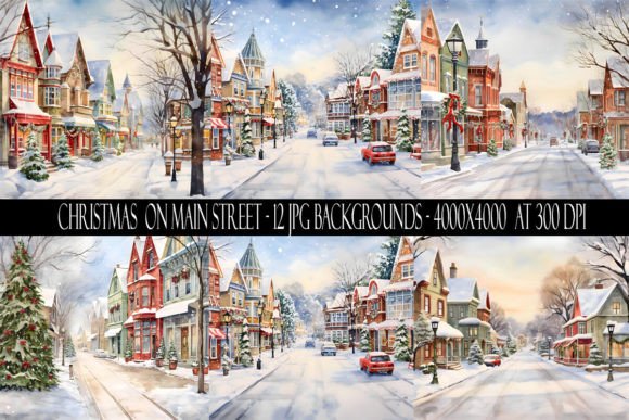 Christmas on Main Street Backgrounds: A Festive Design Asset