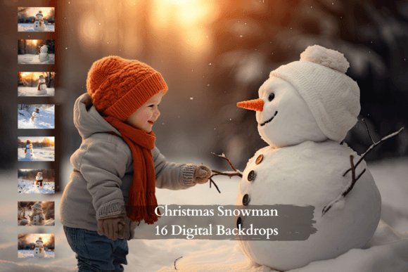 Christmas Snowman | Digital Backgrounds for Festive Photography