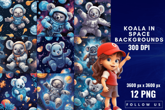 Cosmic Cuteness: Designing with Koala in Space Backgrounds