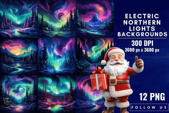 Electric Northern Lights Backgrounds: A Celestial Design Asset