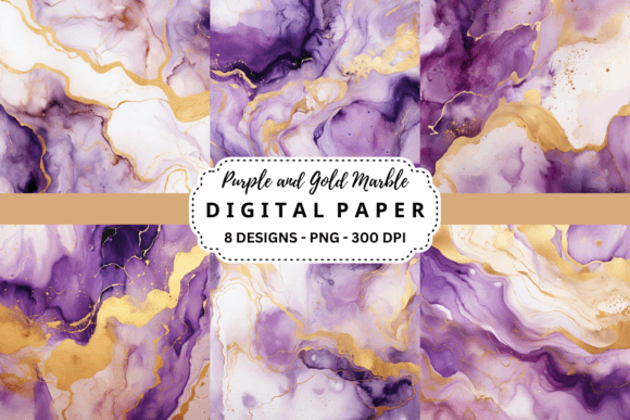 Elevate Your Visuals with Purple and Gold Marble Backgrounds