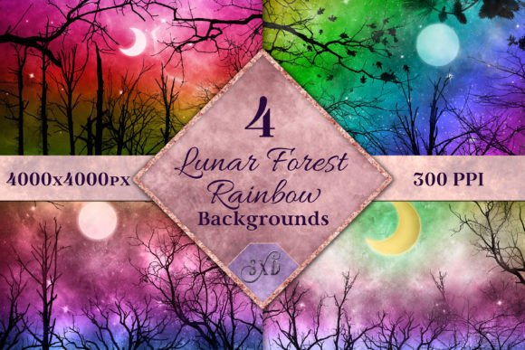 Lunar Forest Rainbow Backgrounds: A Cosmic Canvas