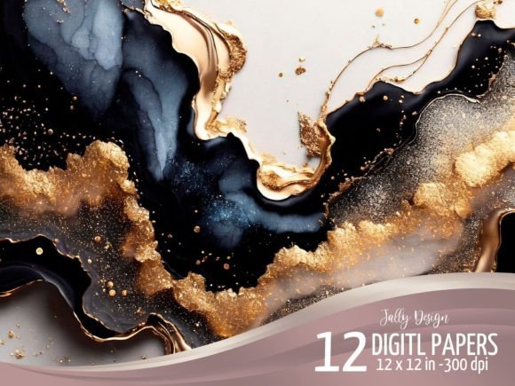 Luxurious Black Alcohol Ink Backgrounds for Bold Design