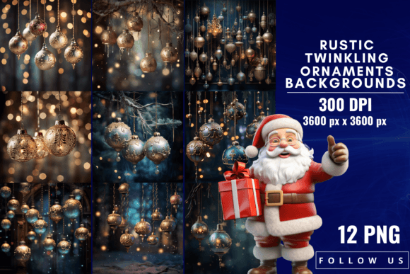 Rustic Twinkling Ornaments Backgrounds: A Festive Design Foundation