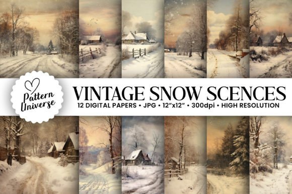 Timeless Winter Magic with Vintage Snowy Scenes Backgrounds