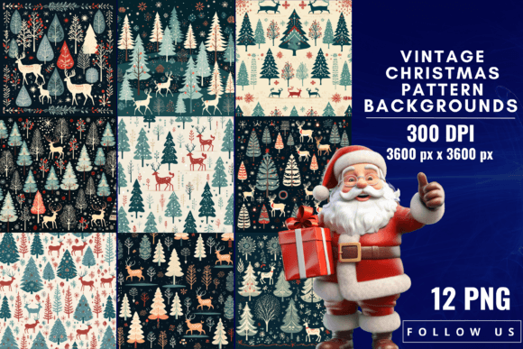 Vintage Christmas Pattern Backgrounds: Nostalgic Design Assets