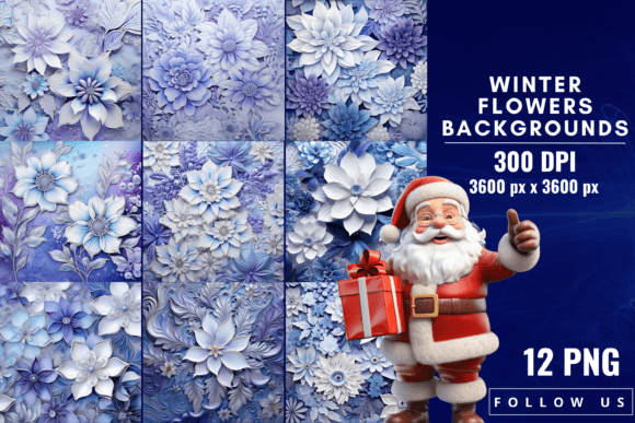 Winter Flowers Delight Backgrounds: A Designer's Frosty Palette