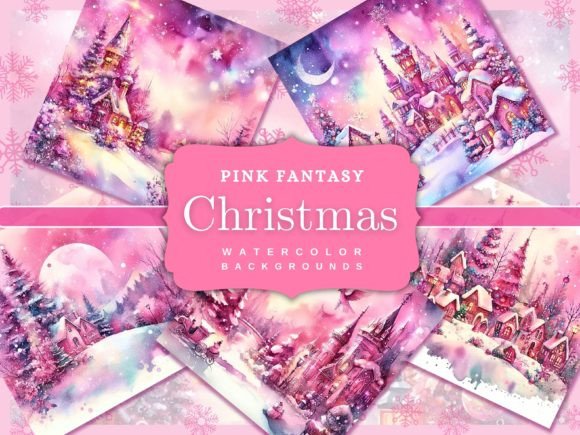 Winter Wonderland Christmas Backgrounds: A Pink Fantasy